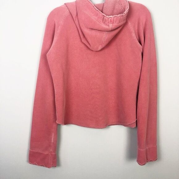 PUMA | Pale Red Distressed Hoodie Semi Cropped Sweatshirt Women’s Size X-Small - Picture 7 of 7